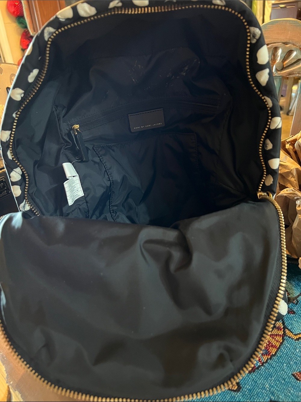 Marc by Marc Jacobs Black and White Polka Dot Quilted Backpack - Picture 4 of 6